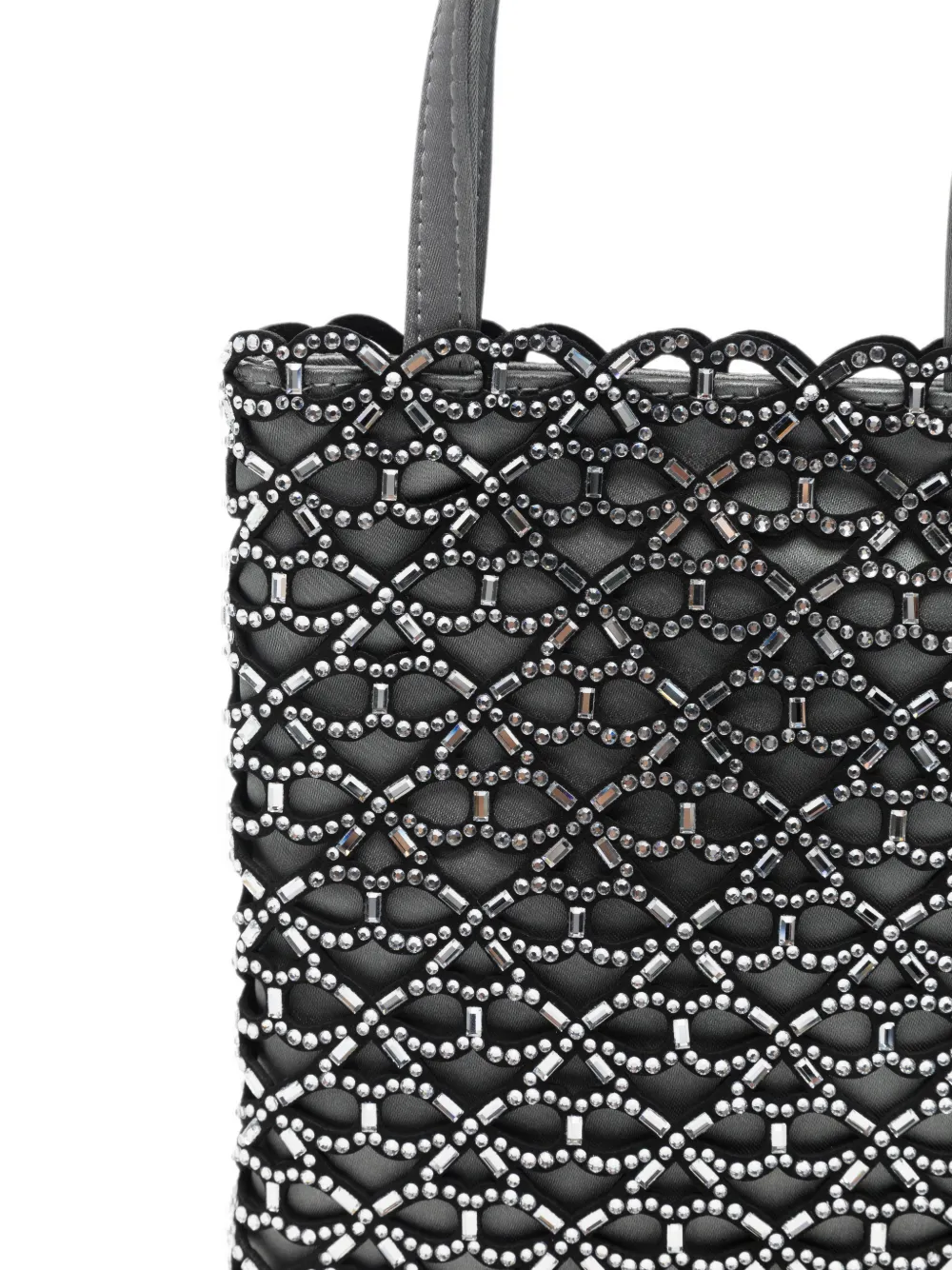 Anya Hindmarch Mini-tas met geschulpte rand en verfraaid met kristallen Grijs