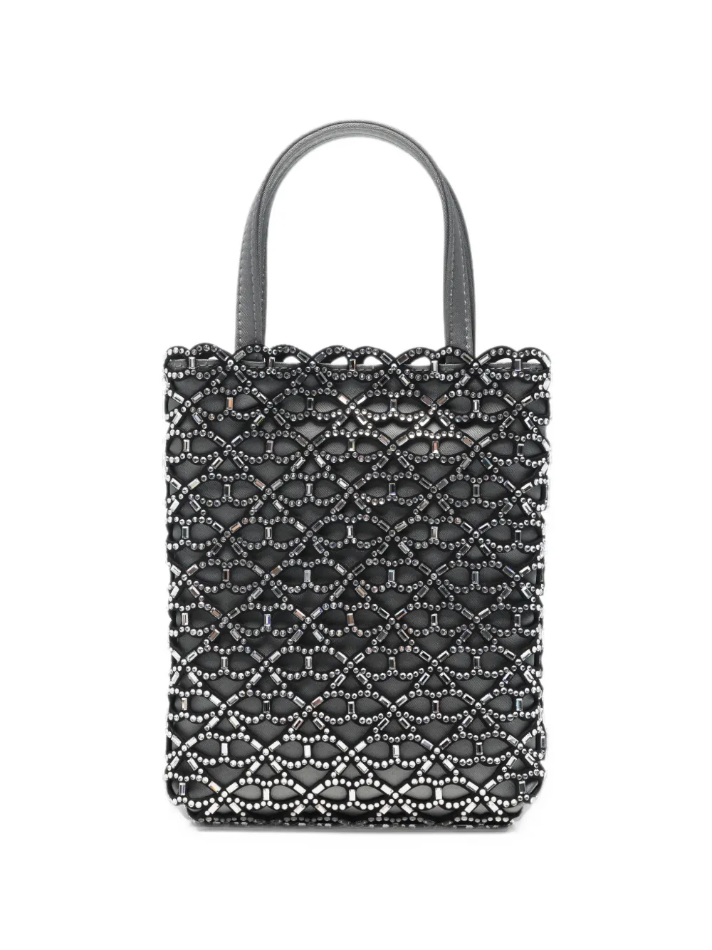 Anya Hindmarch Mini-tas met geschulpte rand en verfraaid met kristallen Grijs