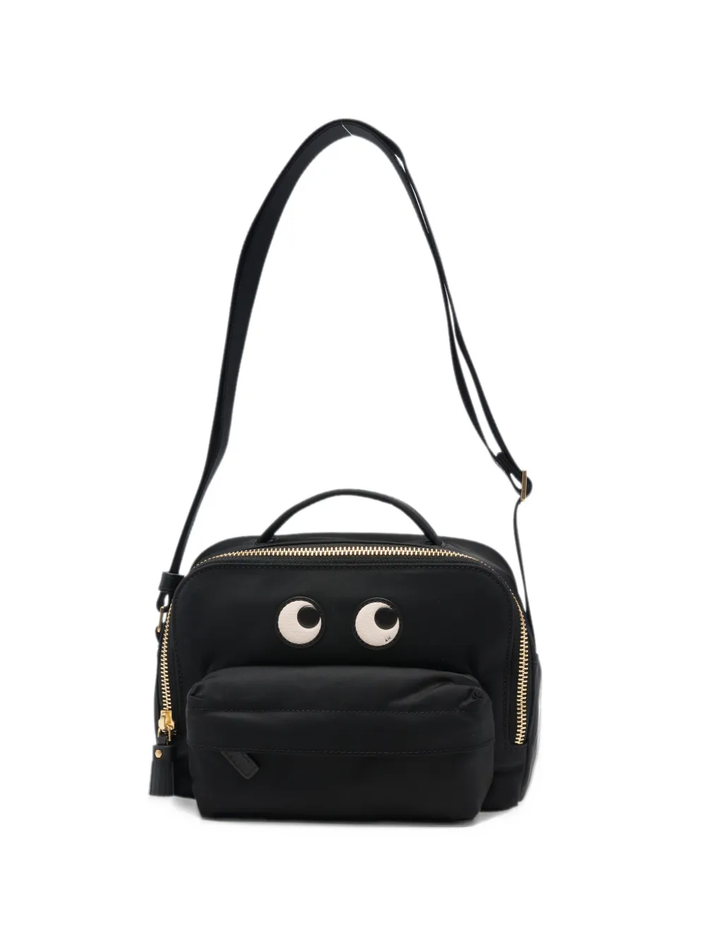 Anya Hindmarch Eyes leather-trim shoulder bag - Nero
