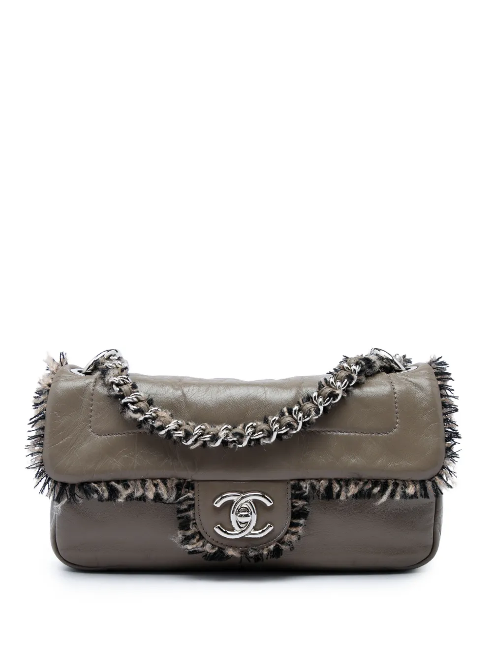 CHANEL Pre-Owned 2010-2011 Lambskin Funny Tweed Flap shoulder bag - Marrone