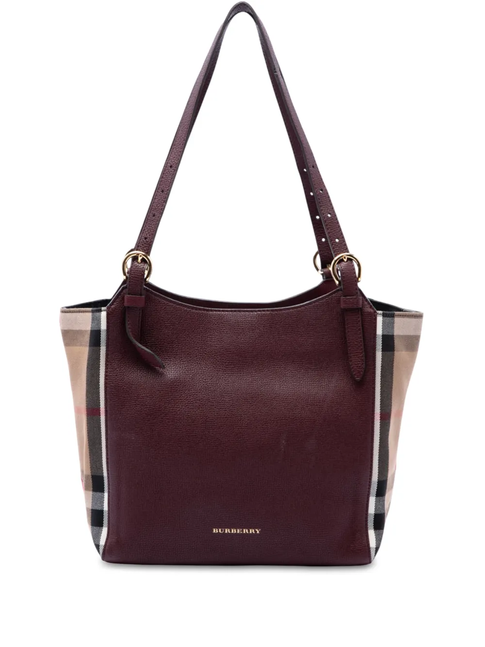 Burberry Pre-Owned 2000-2017 Small Derby Calfskin and House Check Canvas Canterbury tote bag - Rot