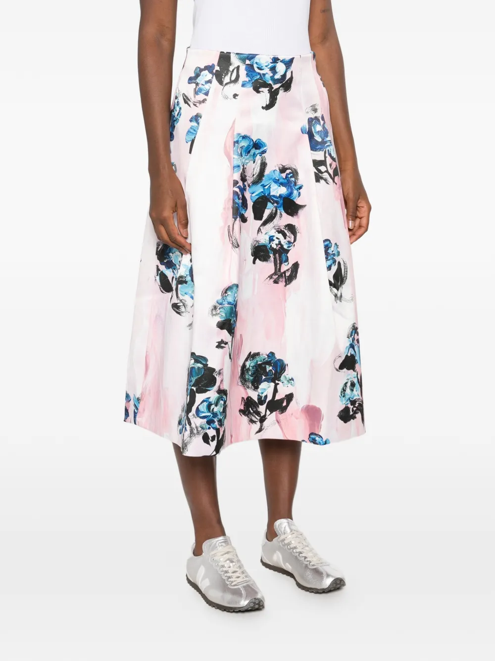 Stine Goya floral-print pleated midi skirt Roze