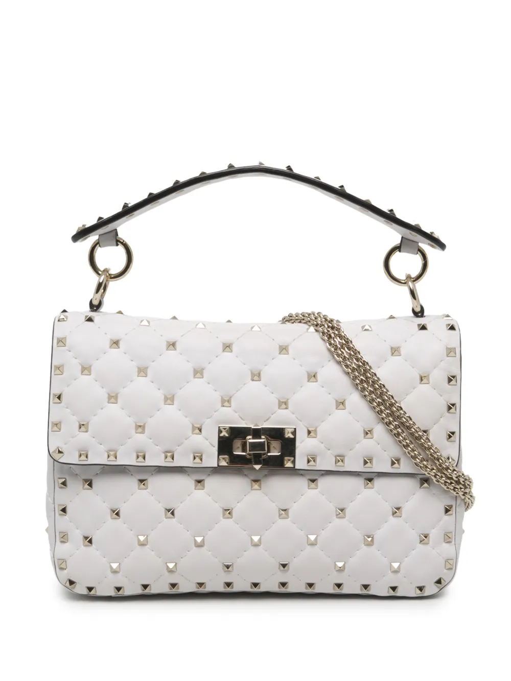 Valentino Garavani Pre-Owned 2000-2017 Medium Nappa Rockstud Spike satchel - Bianco
