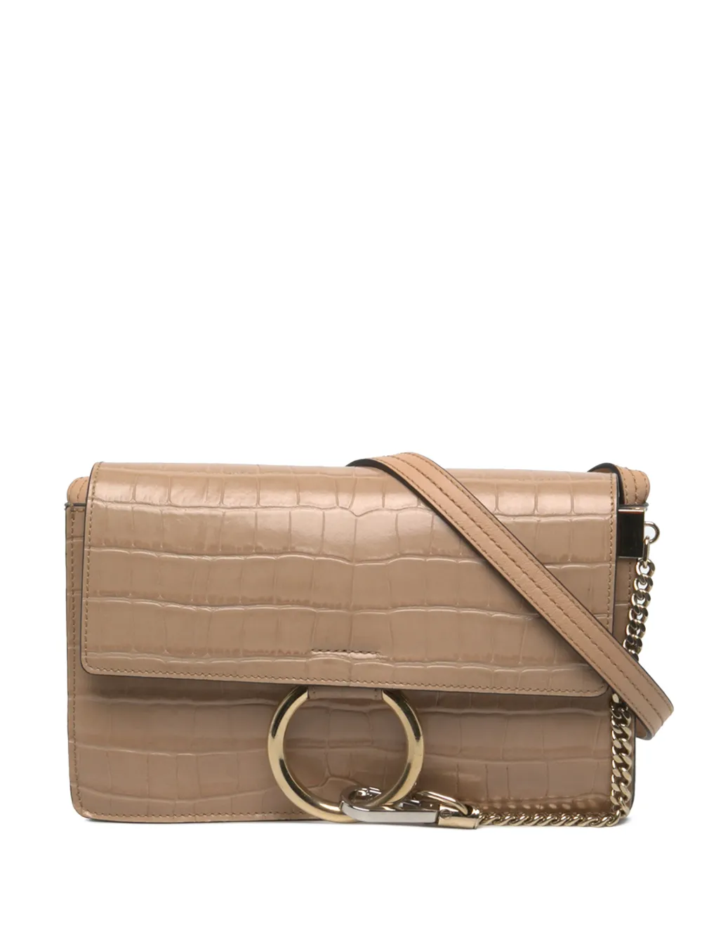 Chloé Pre-Owned 2019 Small Croc Embossed Leather Faye crossbody bag - Nude