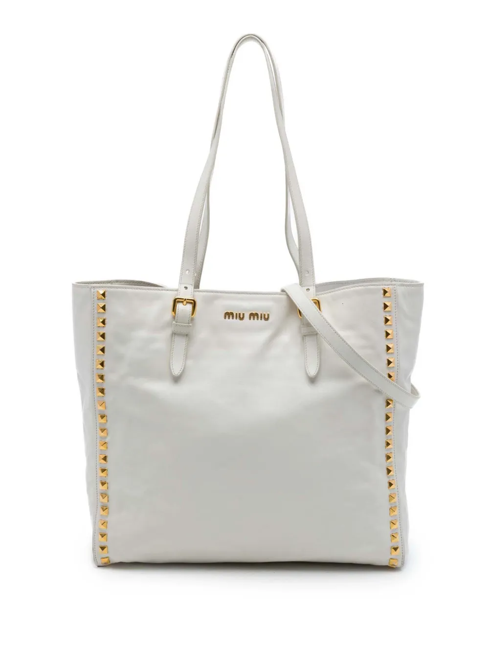 Miu Miu Pre-Owned 2010-2026 Studded Soft Calf Tote satchel - Bianco
