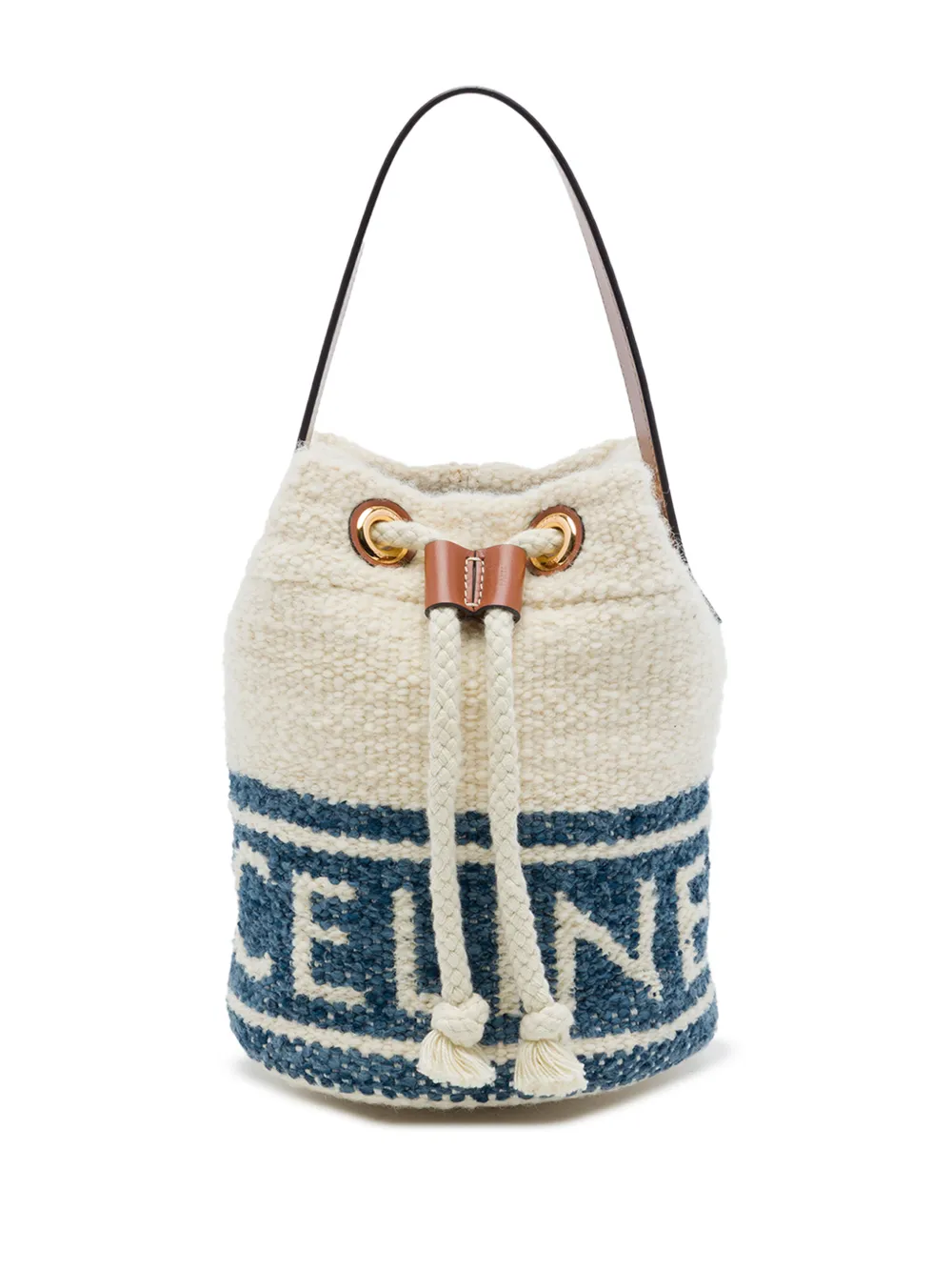 Celine Pre-Owned 2021 Teen Plein Soleil Canvas Drawstring bucket bag - Blue