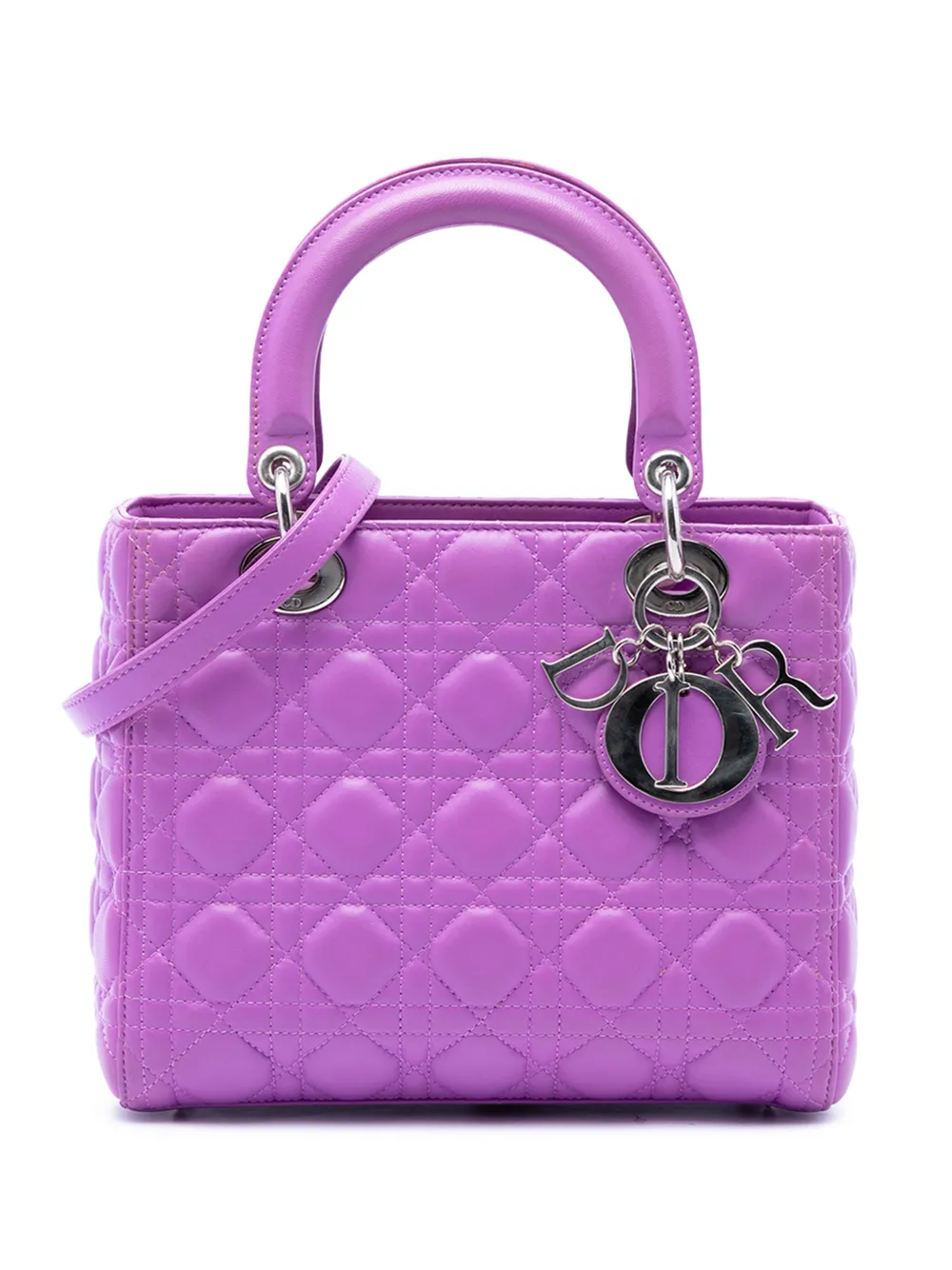 Christian Dior Pre-Owned 2014 Medium Lambskin Cannage Lady Dior satchel - Purple