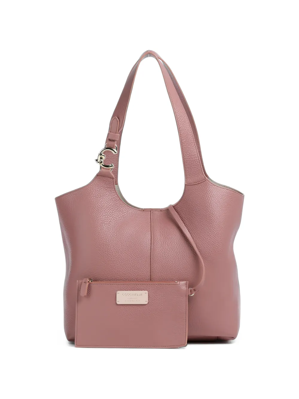Coccinelle C-easy grained-leather shoulder bag - Rosa