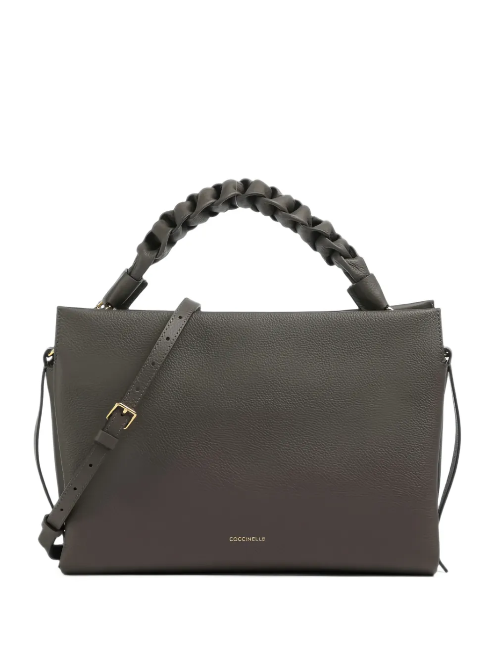 Coccinelle medium Boheme braided-handle leather shoulder bag Grijs