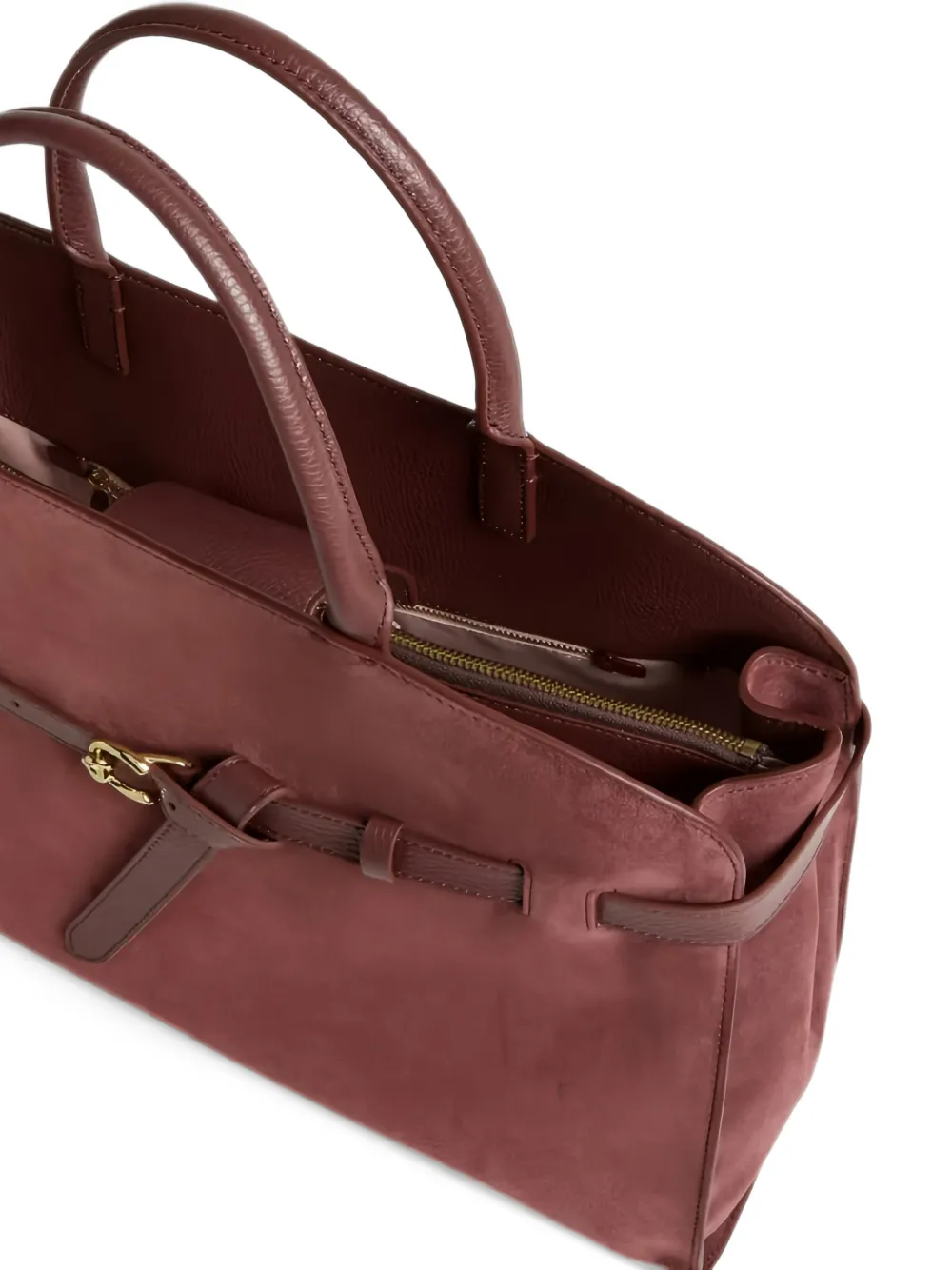Coccinelle Sabine large buckle-detail suede tote bag Rood