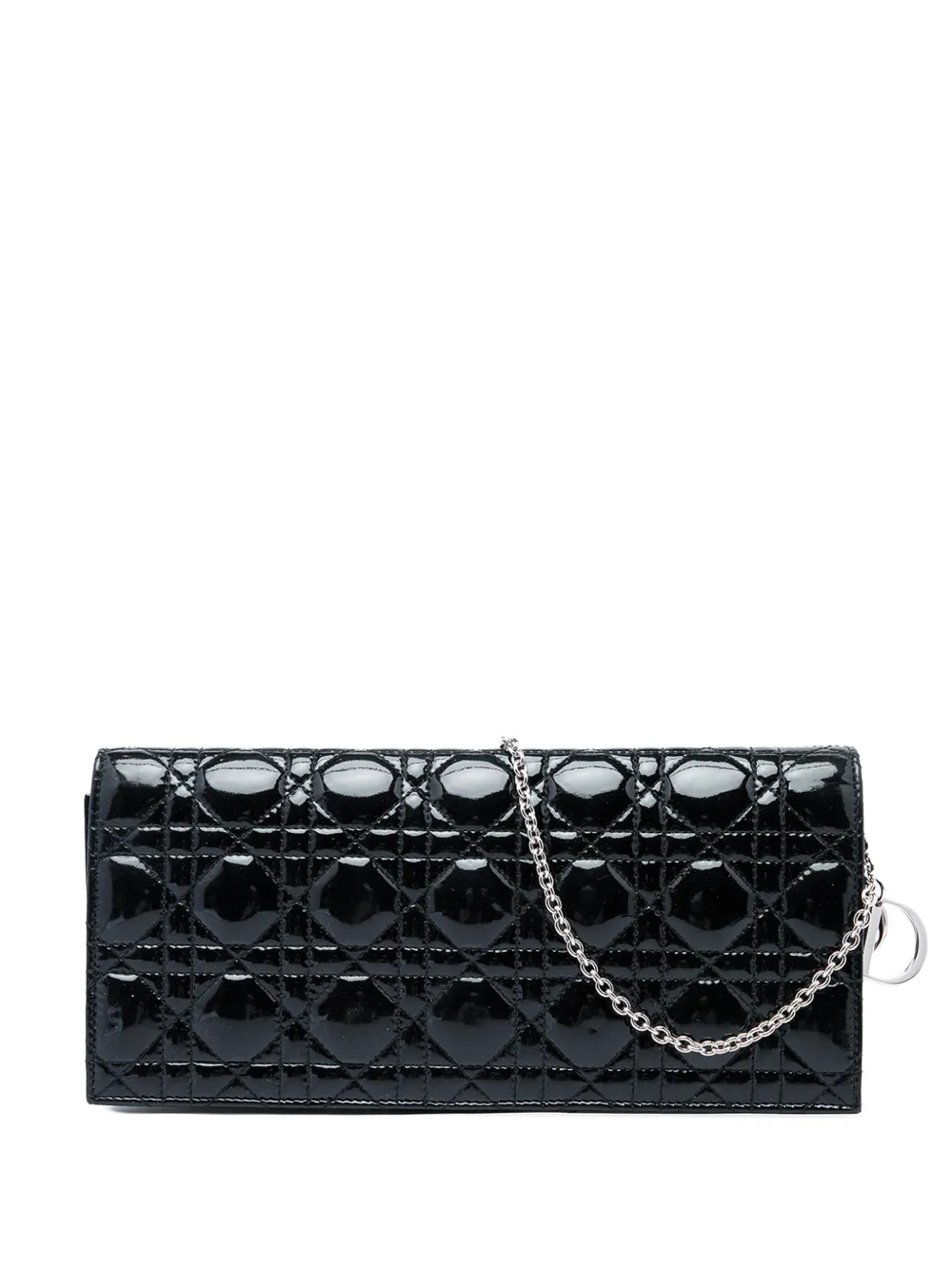 Christian Dior Pre-Owned 2012 Patent Cannage Lady Dior Clutch with Chain crossbody bag - Nero