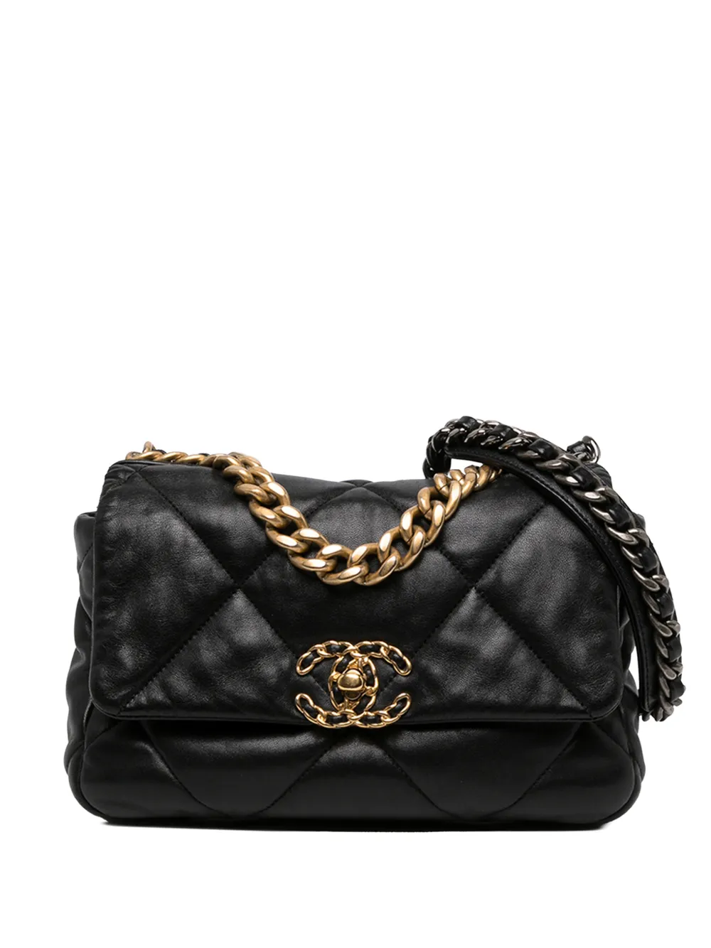 CHANEL Pre-Owned 2021 Medium Lambskin 19 Flap satchel - Nero