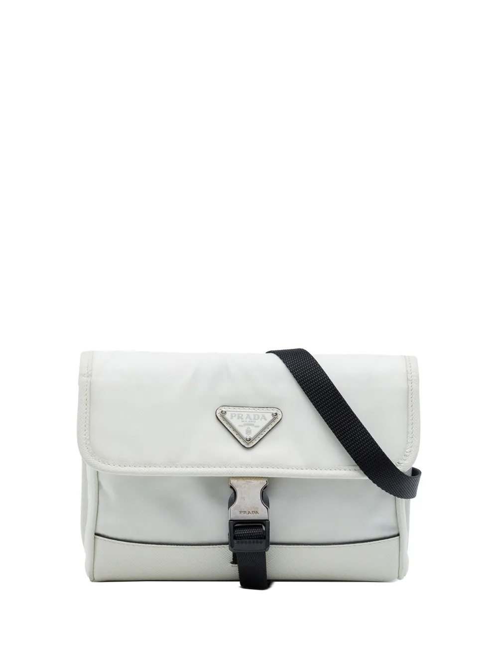 Prada Pre-Owned 2019-2026 Saffiano Trimmed Re Nylon Smartphone Case crossbody bag - Bianco