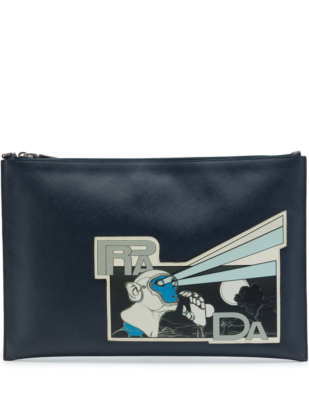 Prada Pre-Owned 2013-2026 Saffiano Monkey Robot clutch bag - Blau