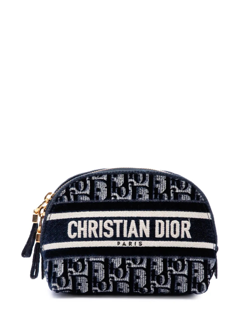 Christian Dior Pre-Owned 2021 Oblique Embroidered Velvet Cosmetic pouch - Blu