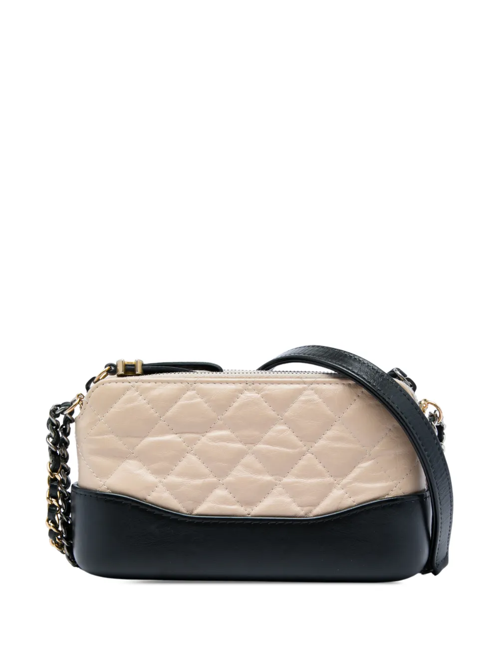 CHANEL Pre-Owned 2018 Bicolor Aged Calfskin Gabrielle Double Zip Clutch with Chain crossbody bag - Nude