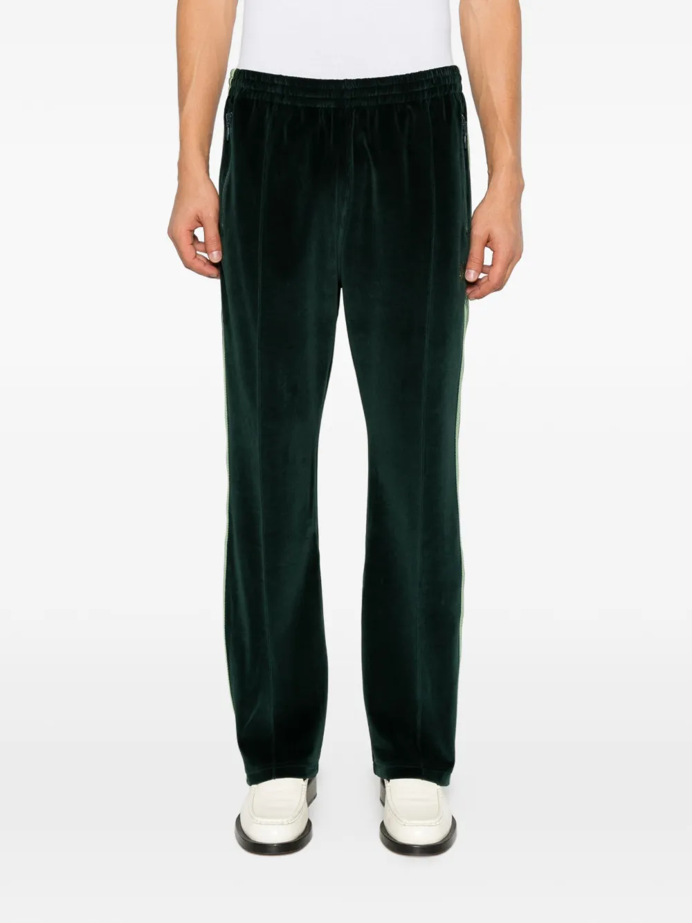 Needles velvet side-stripe track pants Groen