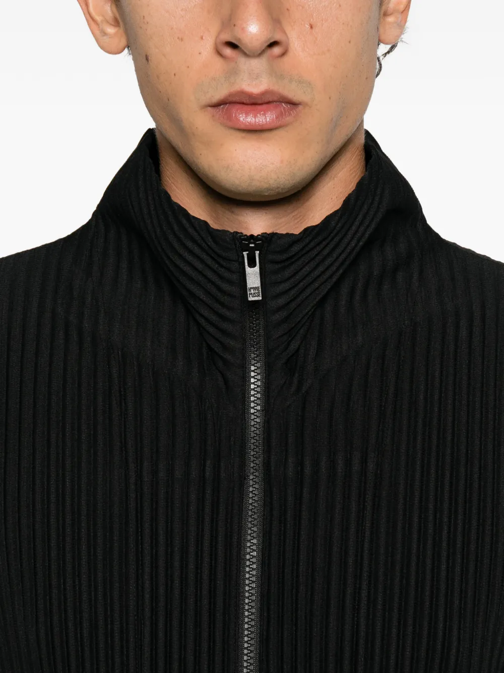 Homme Plissé Issey Miyake pleated zip-up shirt Zwart