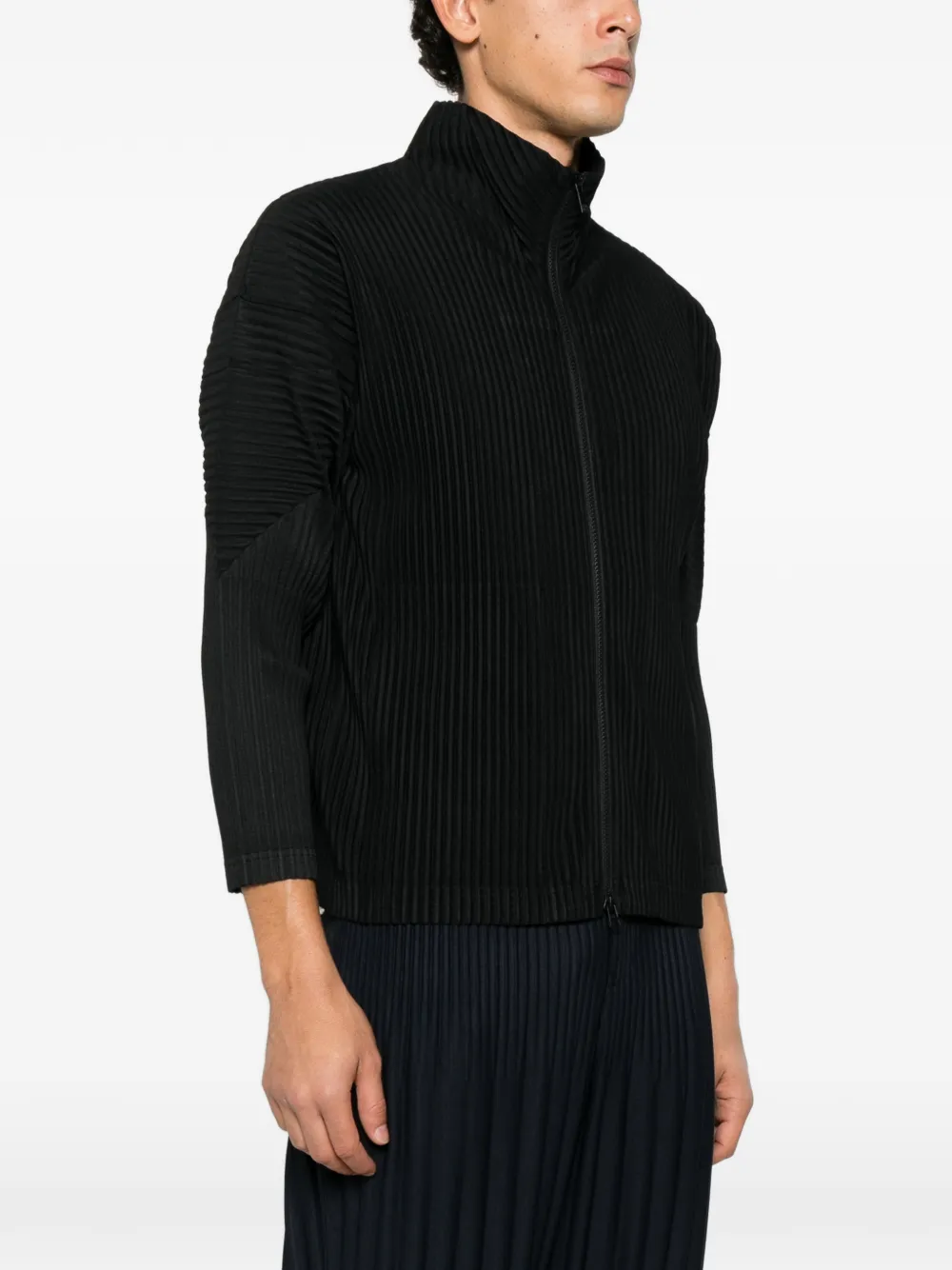 Homme Plissé Issey Miyake pleated zip-up shirt Zwart
