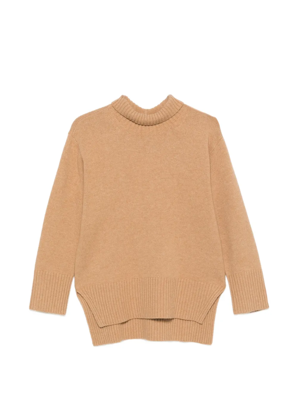 Calvin Klein Lux ribbed-knit high-neck sweater Beige