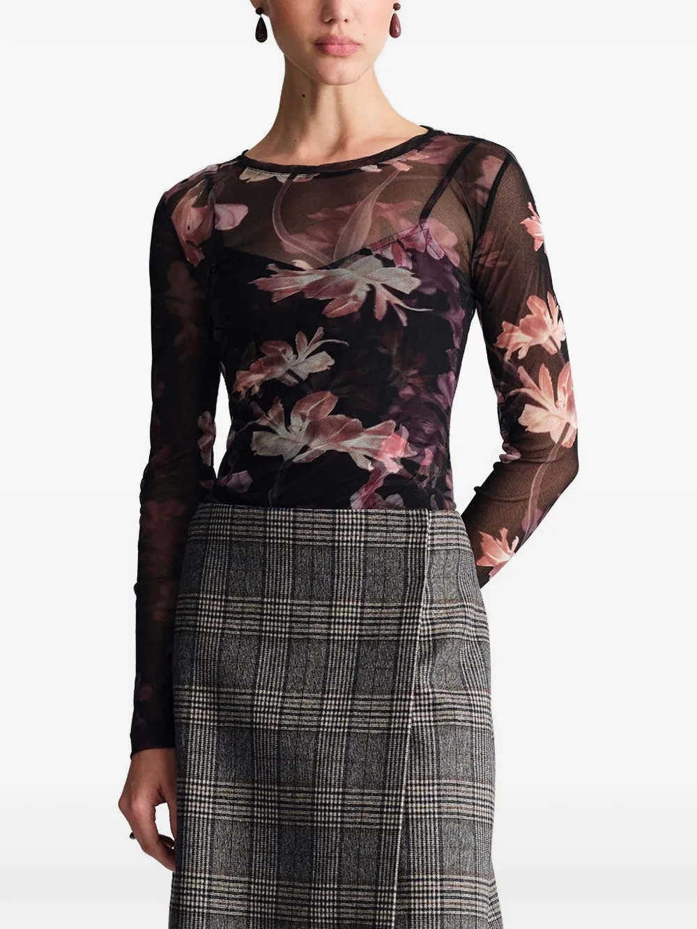 Cara Rafa floral-print blouse Zwart