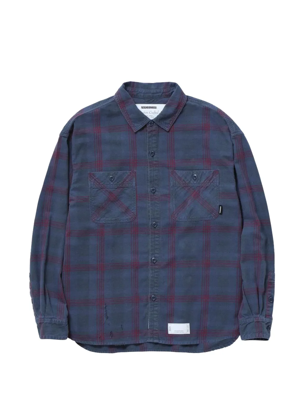 Neighborhood Savage tartan check shirt Blauw