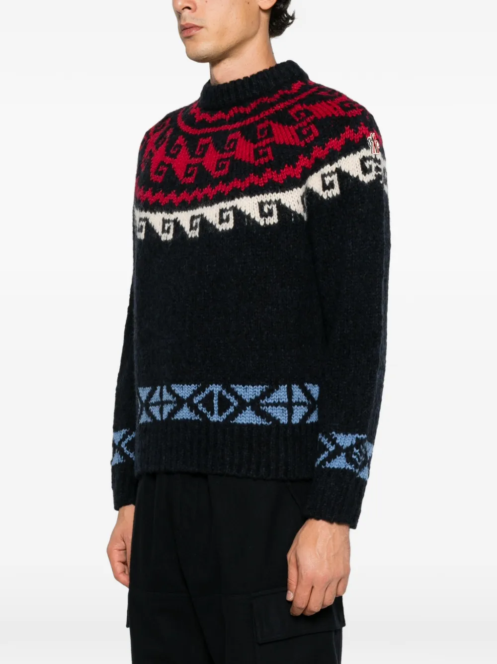 Moncler Grenoble Fair Isle-knit sweater Blauw