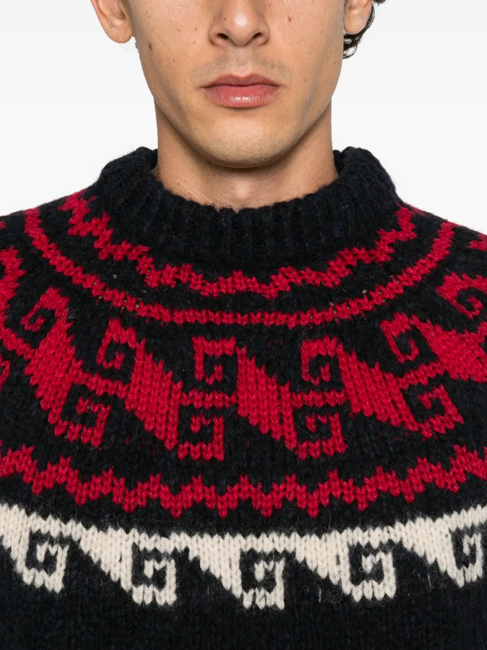 Moncler Grenoble Fair Isle-knit sweater Blauw