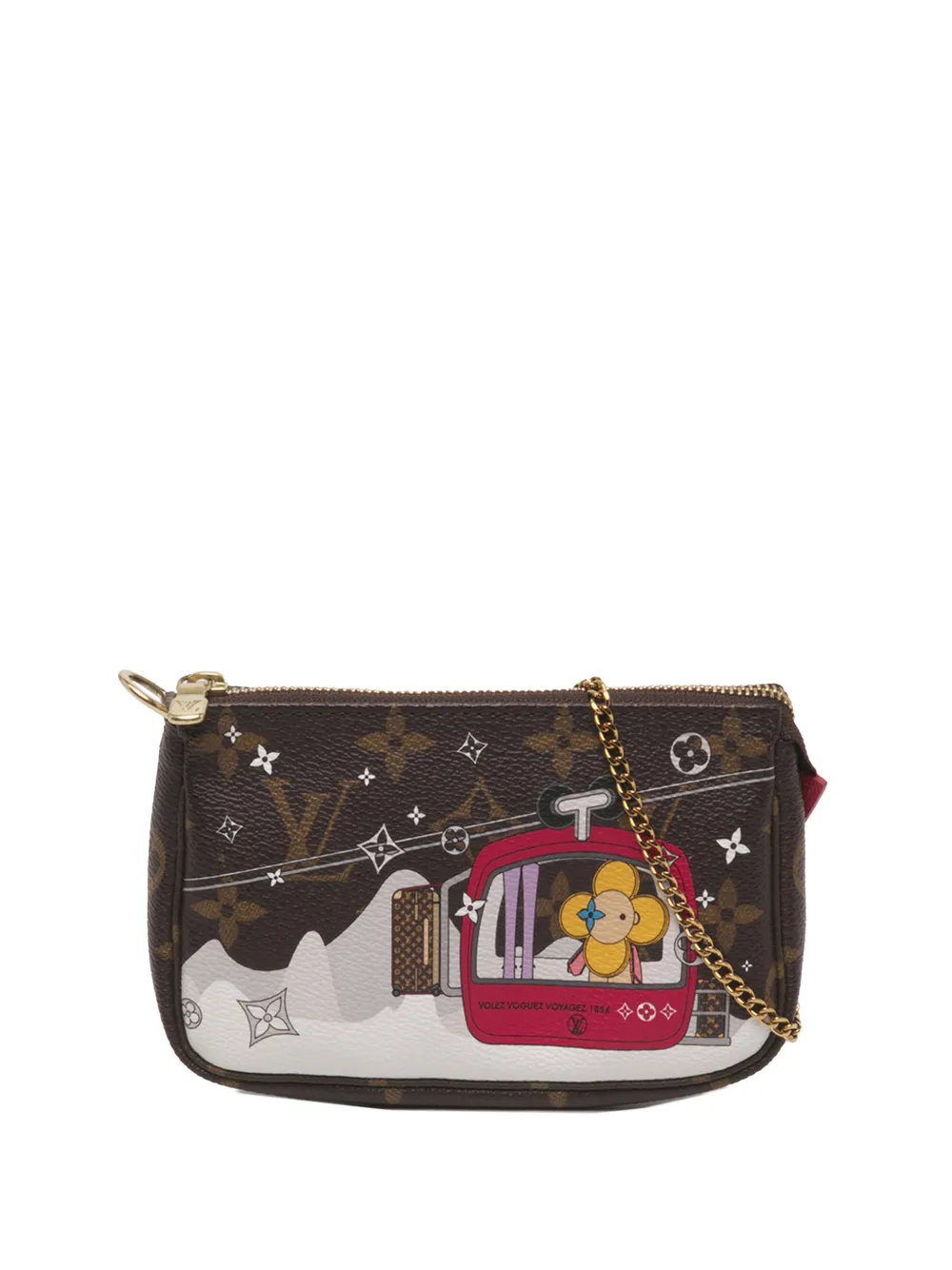 Louis Vuitton Pre-Owned 2019 Monogram Christmas Animation Mini Courchevel Pochette Accessories handbag - Marrone