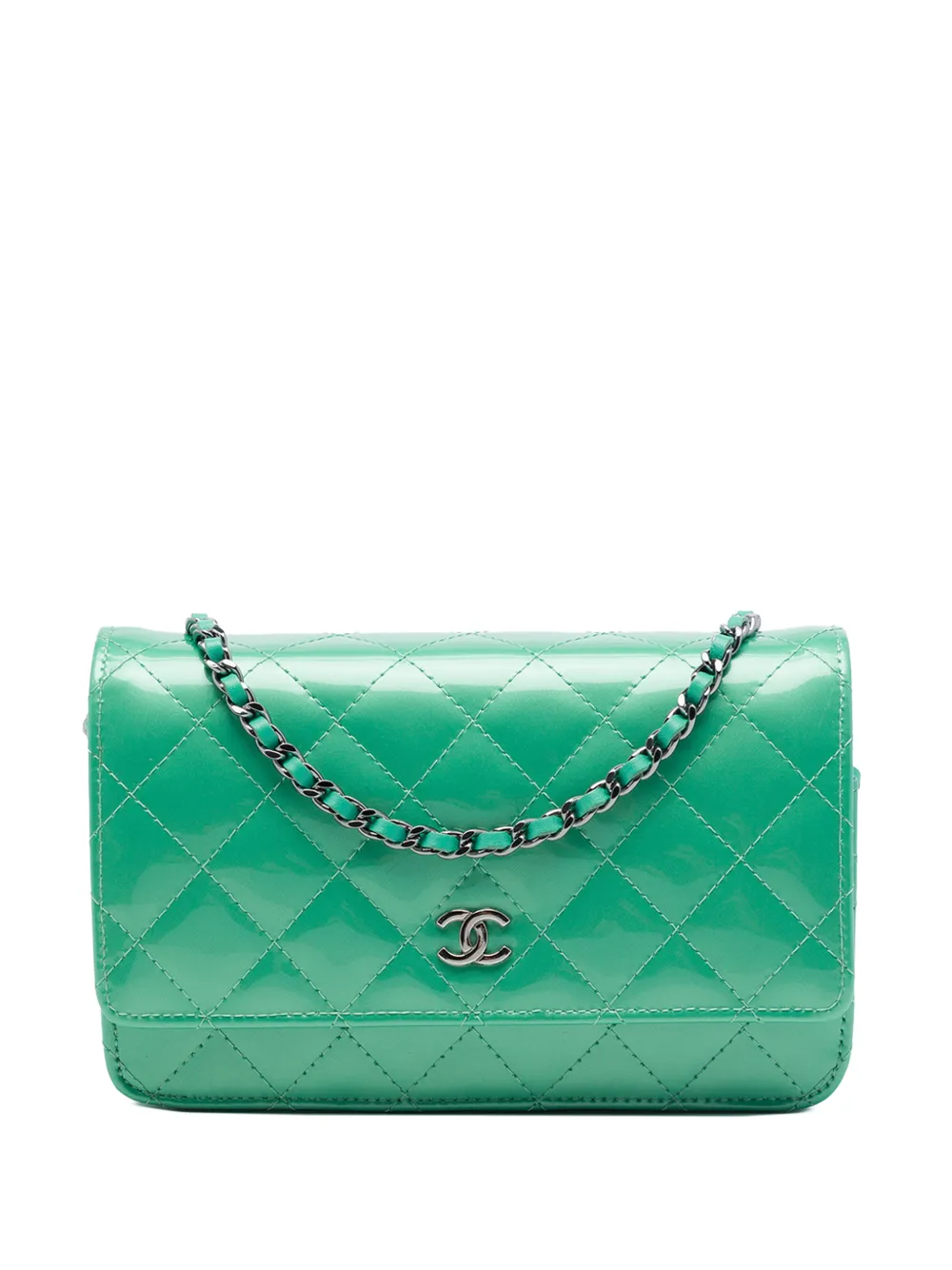 CHANEL Pre-Owned 2012-2013 CC Quilted Patent Wallet On Chain crossbody bag - Grün