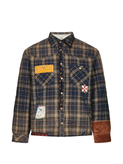 KHOKI patchwork-detail checked-pattern shirt jacket