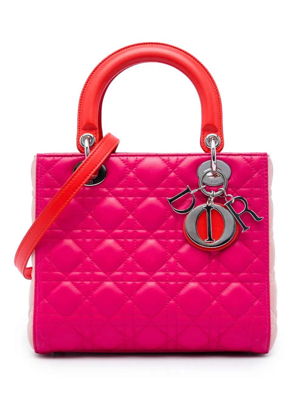 Christian Dior Pre-Owned 2013 Medium Tricolor Lambskin Cannage Lady Dior satchel - Rosa