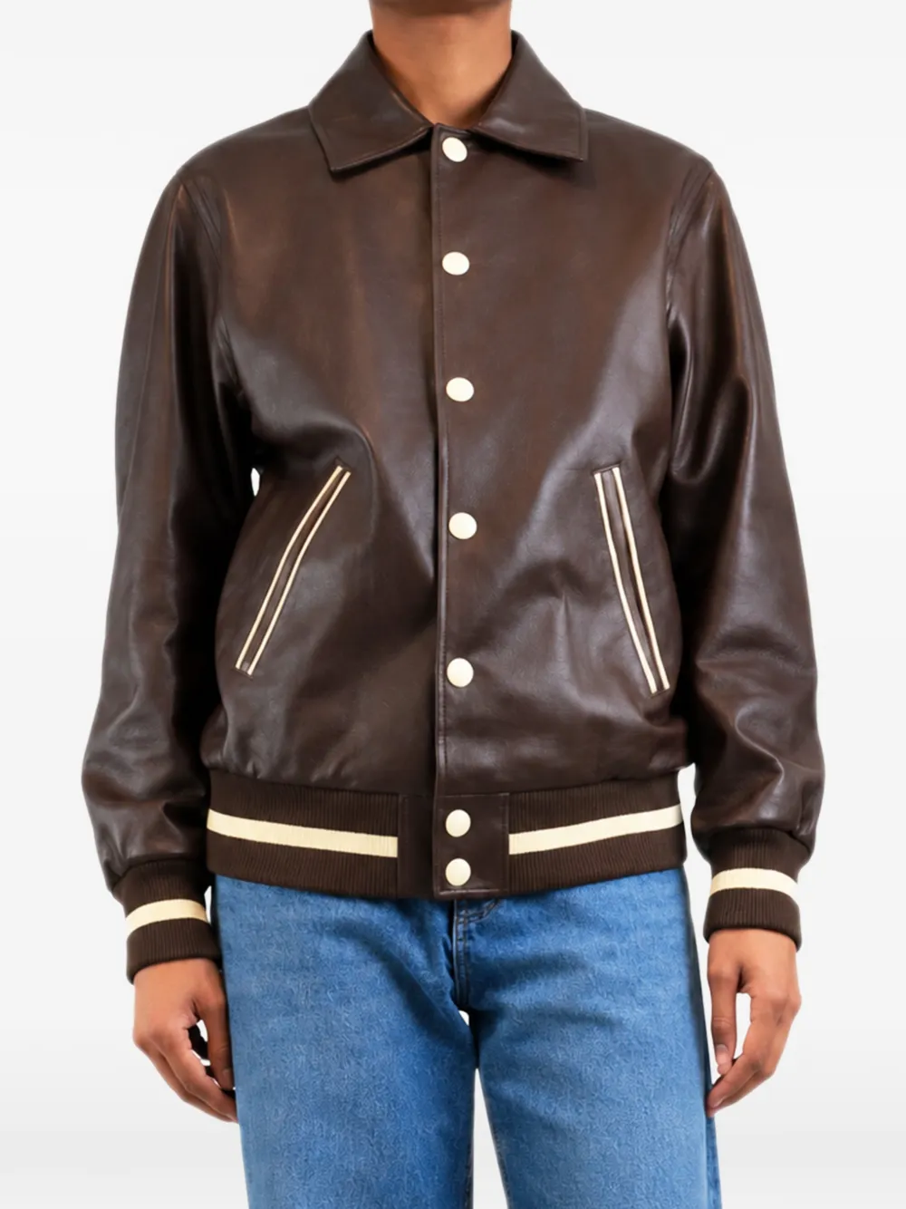 Celine Pre-Owned leather varsity jacket - Brown