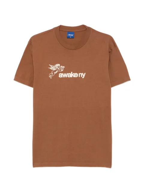 Awake NY logo-print cherub-pattern T-shirt
