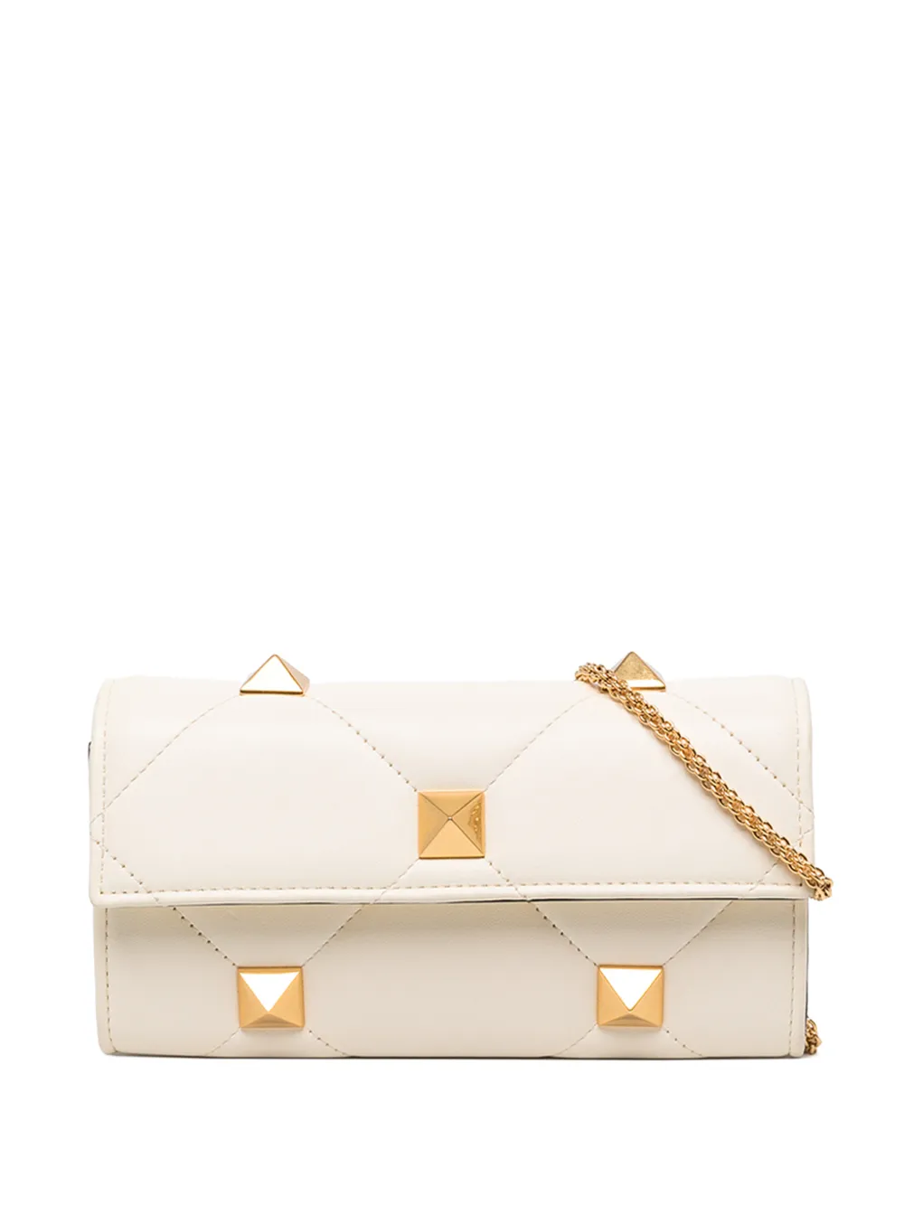 Valentino Garavani Pre-Owned 2018-2026 Nappa Roman Stud Wallet On Chain crossbody bag - Bianco