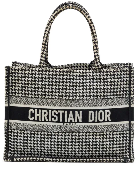 Christian Dior Pre-Owned tote Book mediana de lona con motivo pied de poule bordado 2019