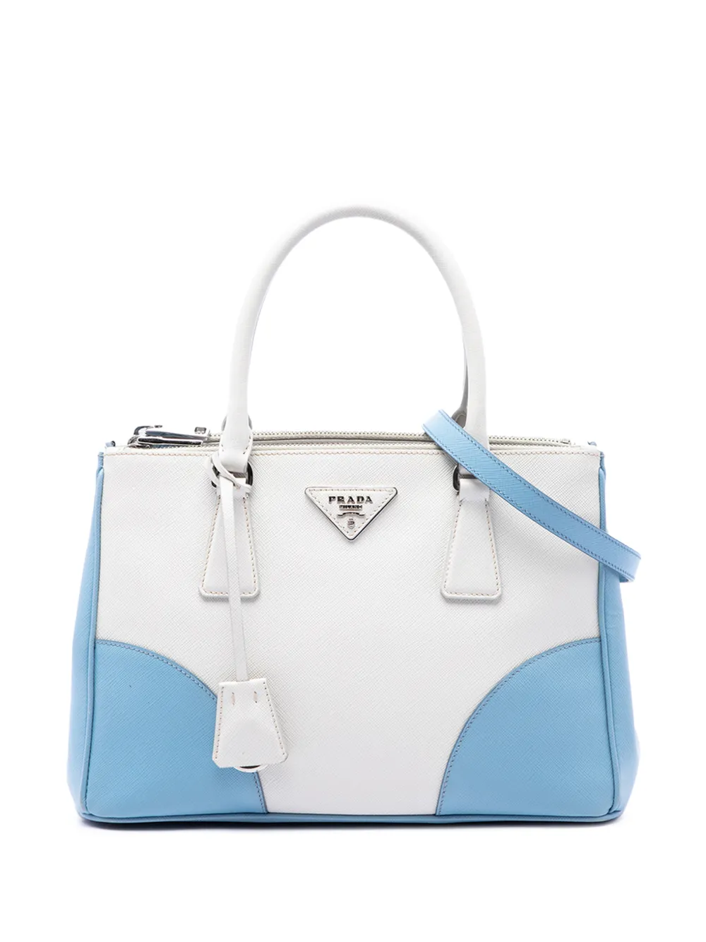 Prada Pre-Owned 2010-2026 Small Bicolor Saffiano Lux Galleria Double Zip satchel - Bianco