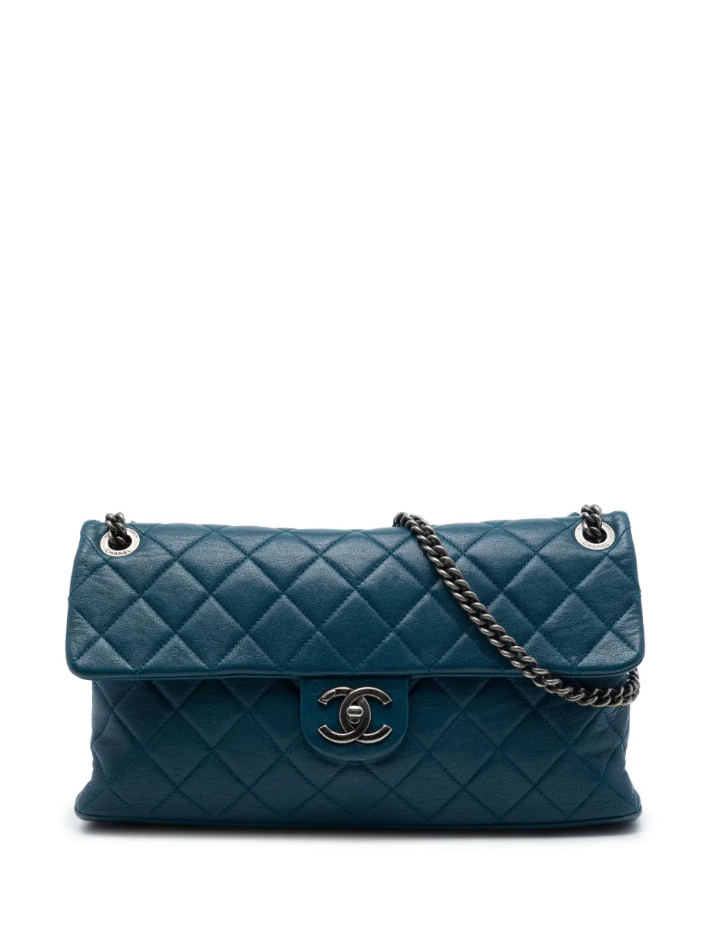 CHANEL Pre-Owned 2014-2015 Large Quilted Shiny Goatskin Burgundy Rocks Flap shoulder bag - Blu