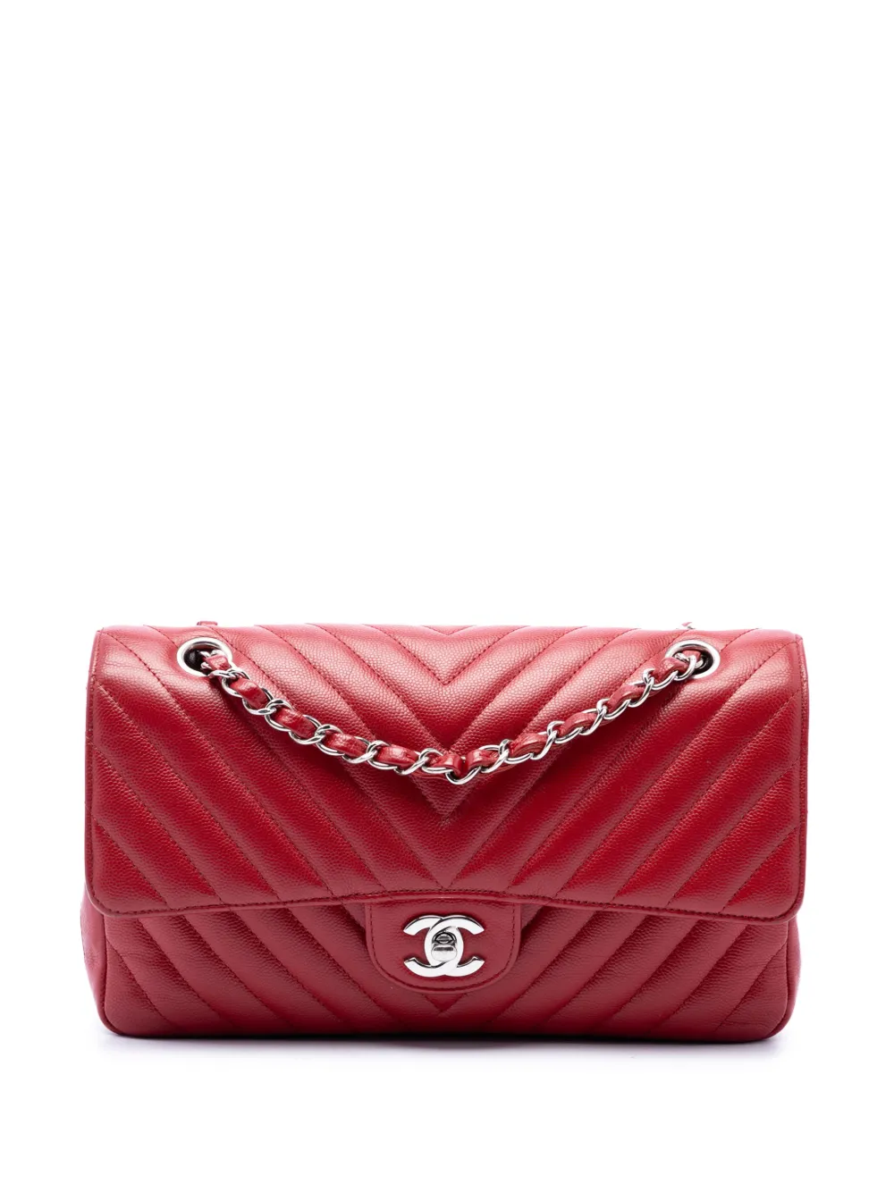 CHANEL Pre-Owned 2016-2017 Medium Classic Chevron Caviar Double Flap shoulder bag - Rot