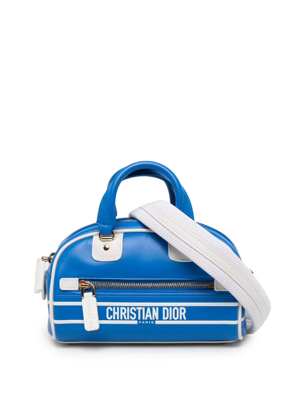 Christian Dior Pre-Owned 2022 Micro Leather Dior Vibe Zip Bowling Bag satchel - Blu