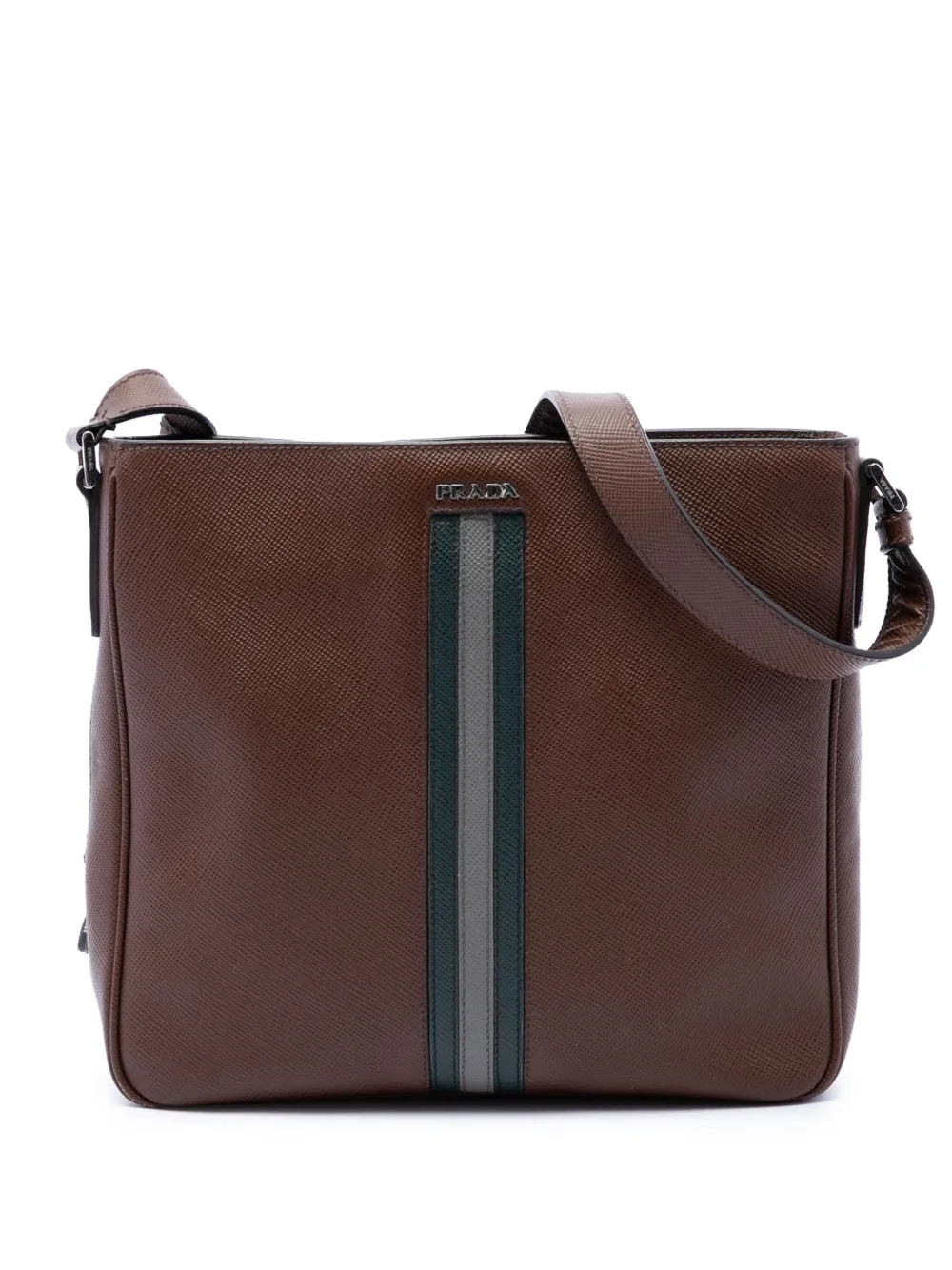 Prada Pre-Owned 2000-2015 Saffiano Striped Messenger Bag crossbody bag - Marrone