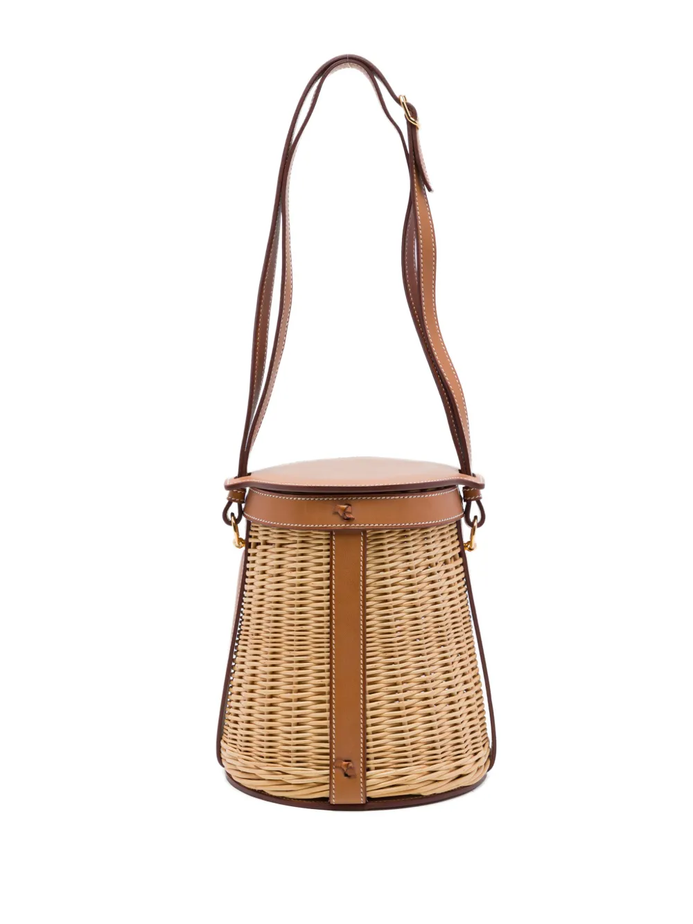 Hermès Pre-Owned 2016 Osier Wicker and Barenia Farming Picnic Bag bucket bag - Neutrals