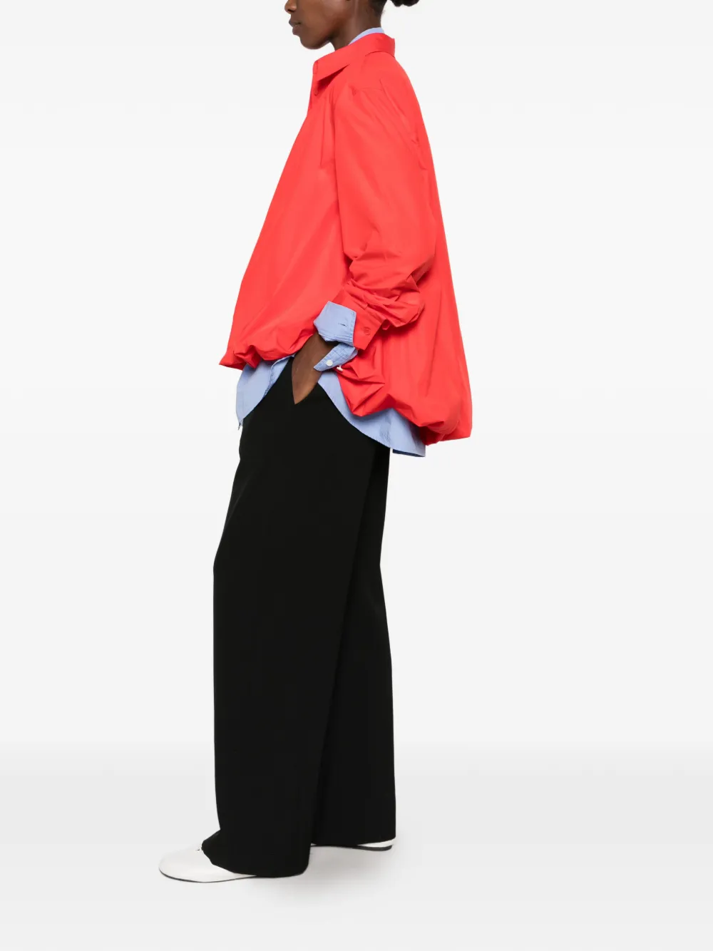 LOEWE bubble-hem long-sleeve shirt Rood