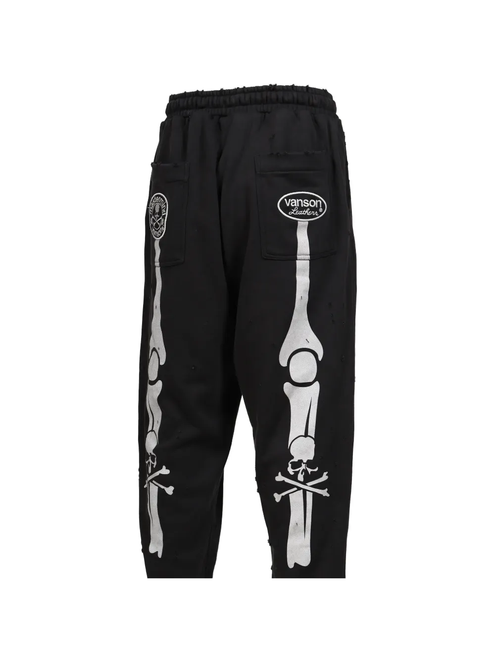 Mastermind World x Vanson Dameged skeleton-print track pants Zwart