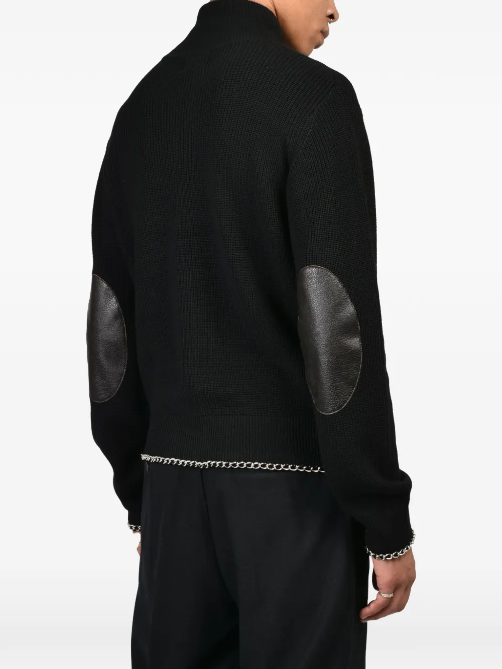 Bed J.W. Ford Drivers (K)ai chain-trim zip-up cardigan Zwart