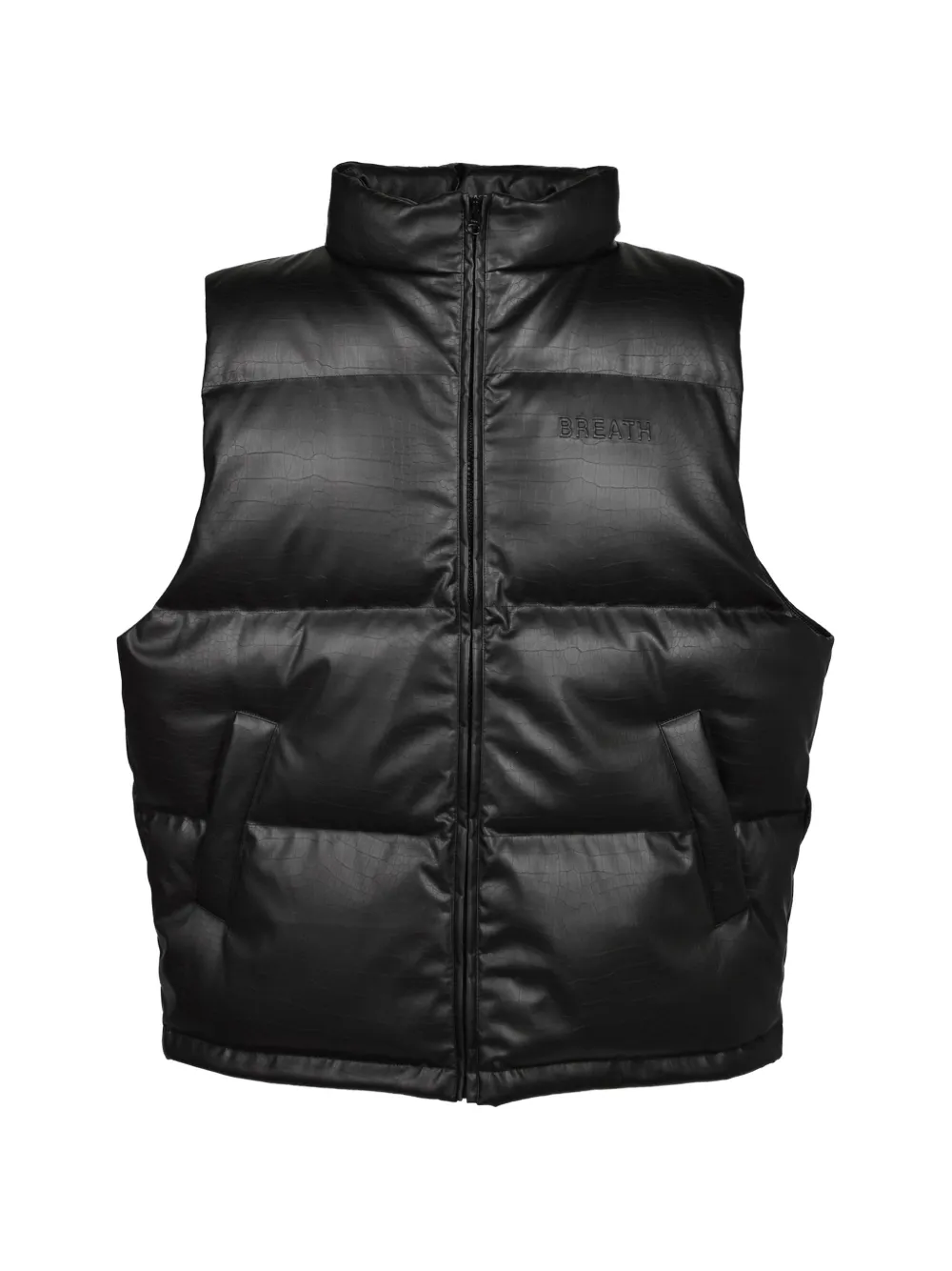 BREATH crocodile-effect down vest - Noir