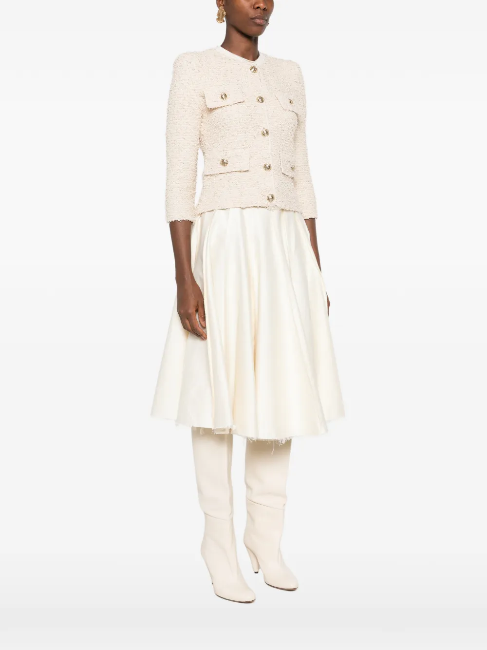 Balmain bouclé-knit frayed jacket Beige
