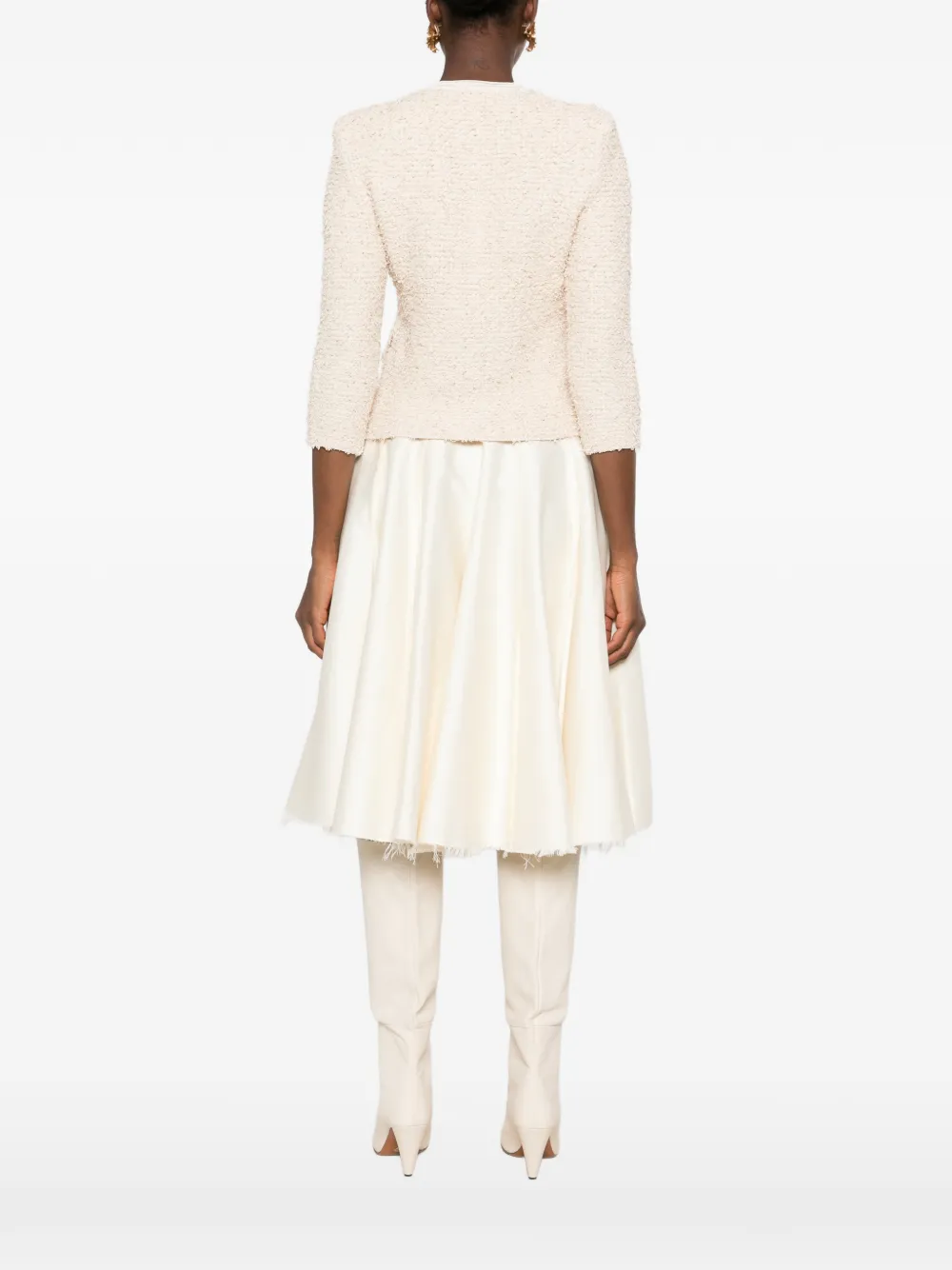 Balmain bouclé-knit frayed jacket Beige