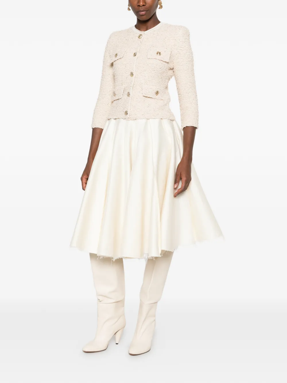 Balmain bouclé-knit frayed jacket Beige