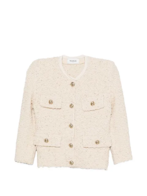 Balmain bouclé-knit frayed jacket